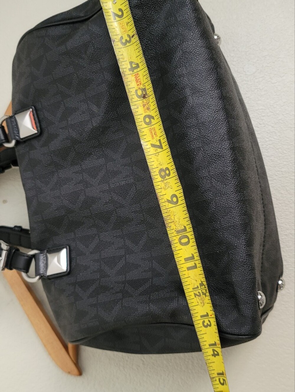 Michael Kors Black Logo-Print Duffel with Silver Accents - Picture 11 of 15